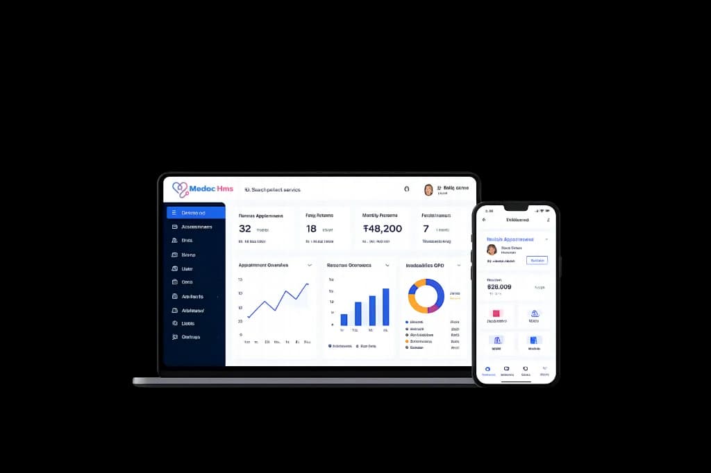 Medoc HMS Responsive Clinic Dashboard Showcase